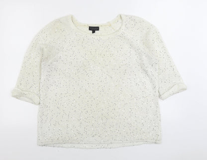 Topshop Womens Ivory Boat Neck Polyester Pullover Jumper Size 10