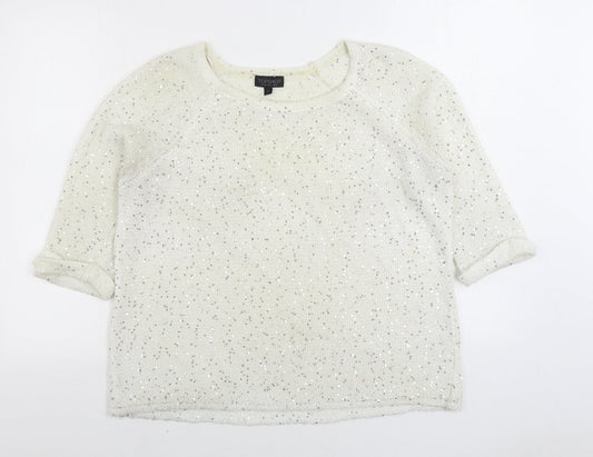 Topshop Womens Ivory Boat Neck Polyester Pullover Jumper Size 10