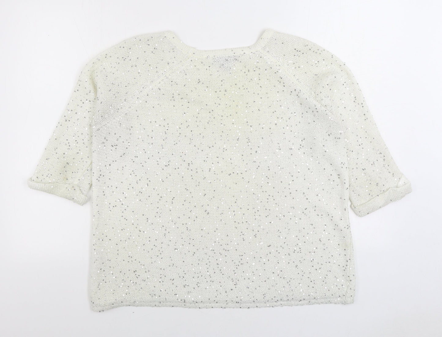 Topshop Womens Ivory Boat Neck Polyester Pullover Jumper Size 10