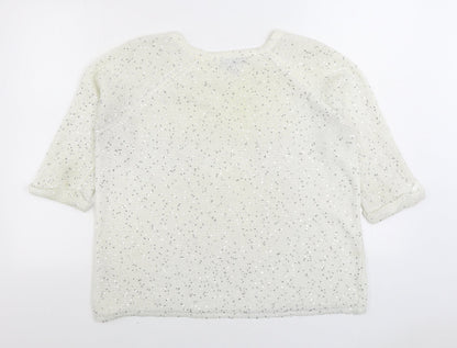 Topshop Womens Ivory Boat Neck Polyester Pullover Jumper Size 10