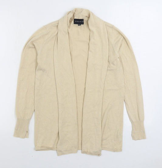 Premise Womens Beige V-Neck Acrylic Cardigan Jumper Size XS