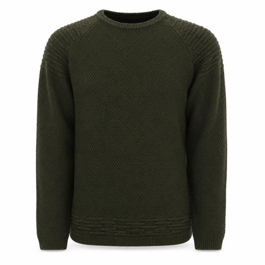 Pep&Co Mens Green Round Neck Acrylic Pullover Jumper Size S