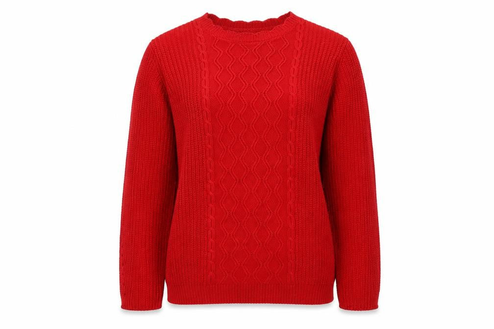 Papaya Womens Red Round Neck Acrylic Pullover Jumper Size L