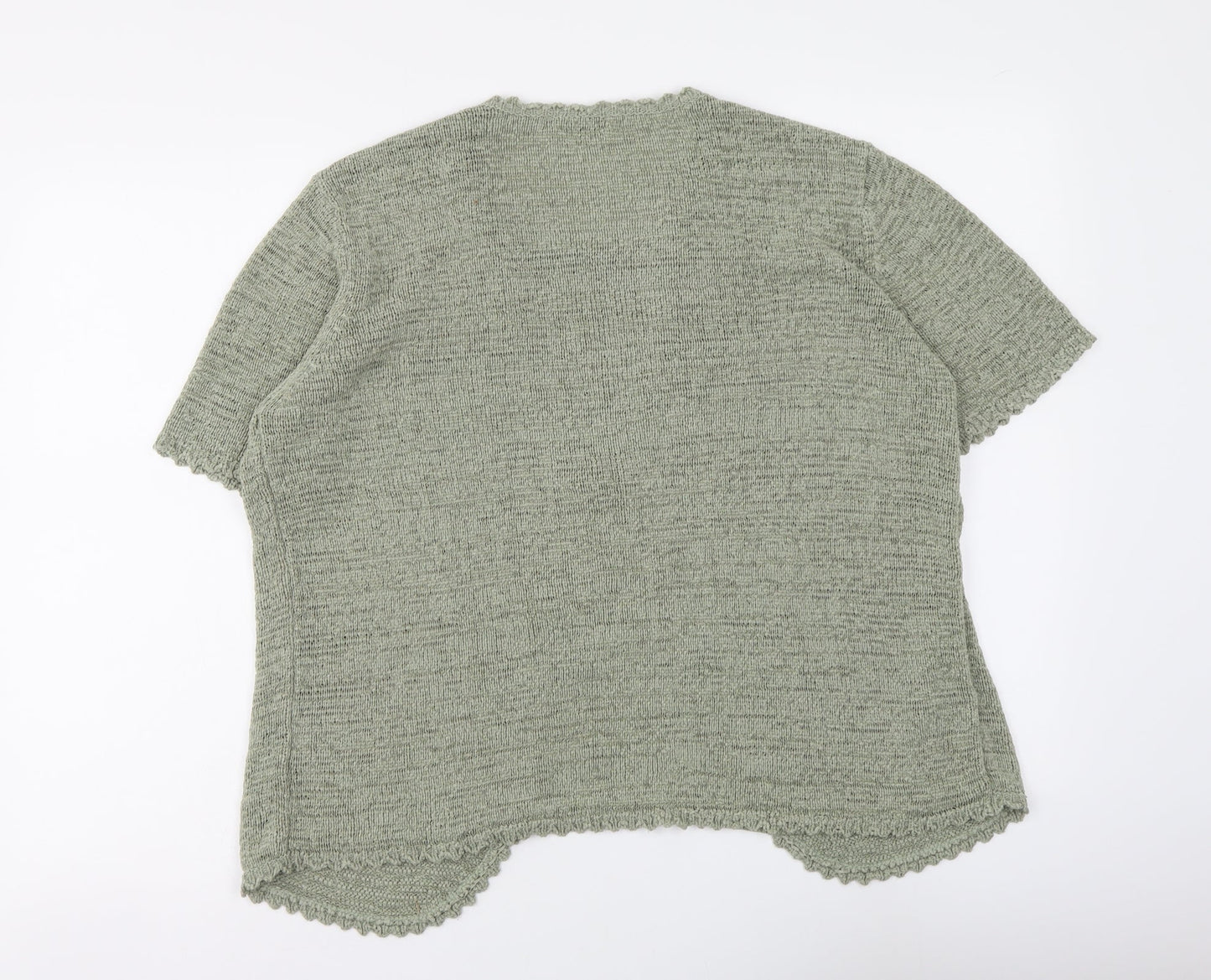 BM Womens Green Round Neck Striped Acrylic Henley Jumper Size L
