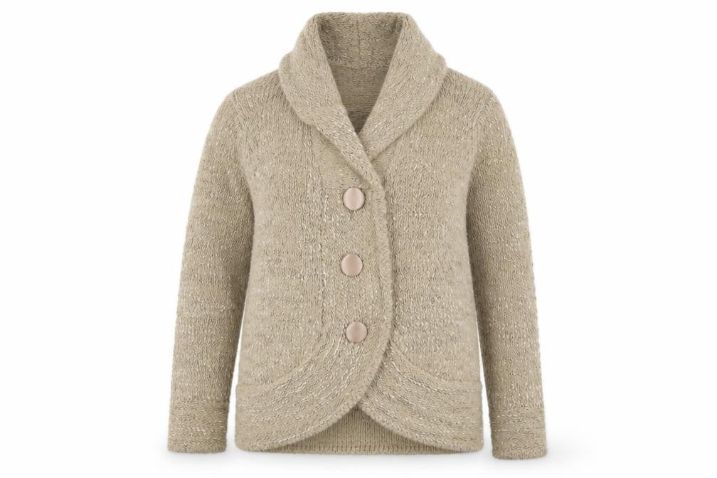 Classics Womens Beige V-Neck Acrylic Cardigan Jumper Size L