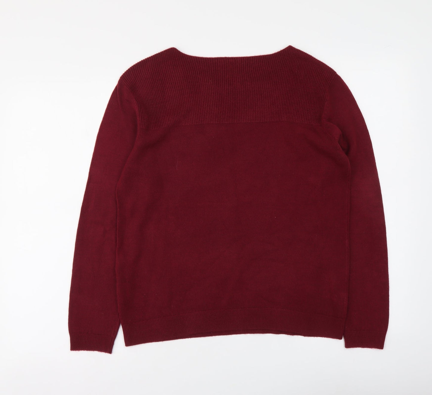 Essentials Womens Purple Round Neck Acrylic Pullover Jumper Size 10