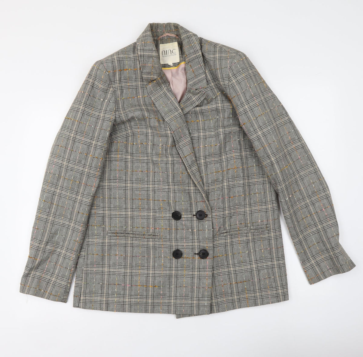 Savanah Miller Womens Grey Plaid Polyester Jacket Suit Jacket Size 14