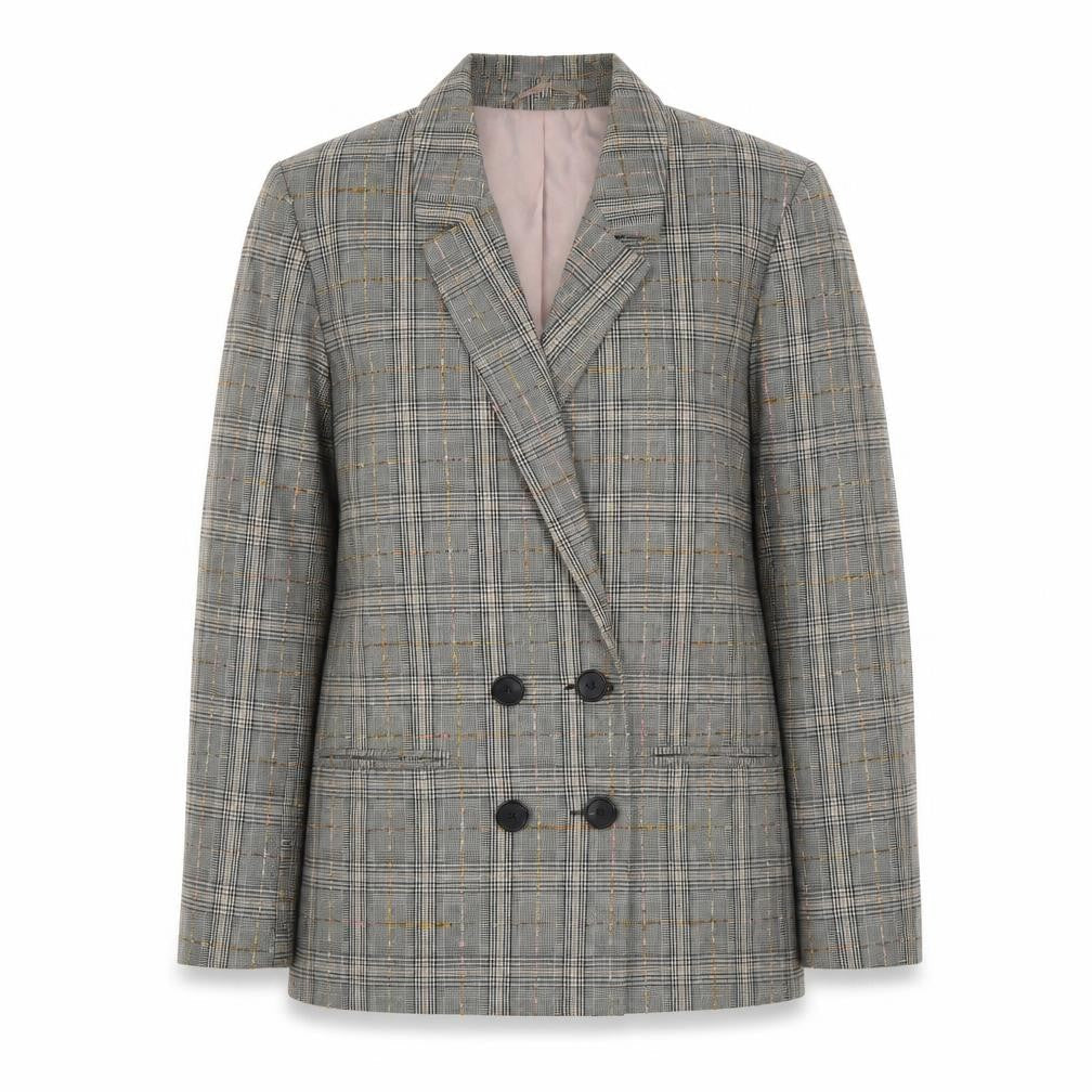 Savanah Miller Womens Grey Plaid Polyester Jacket Suit Jacket Size 14