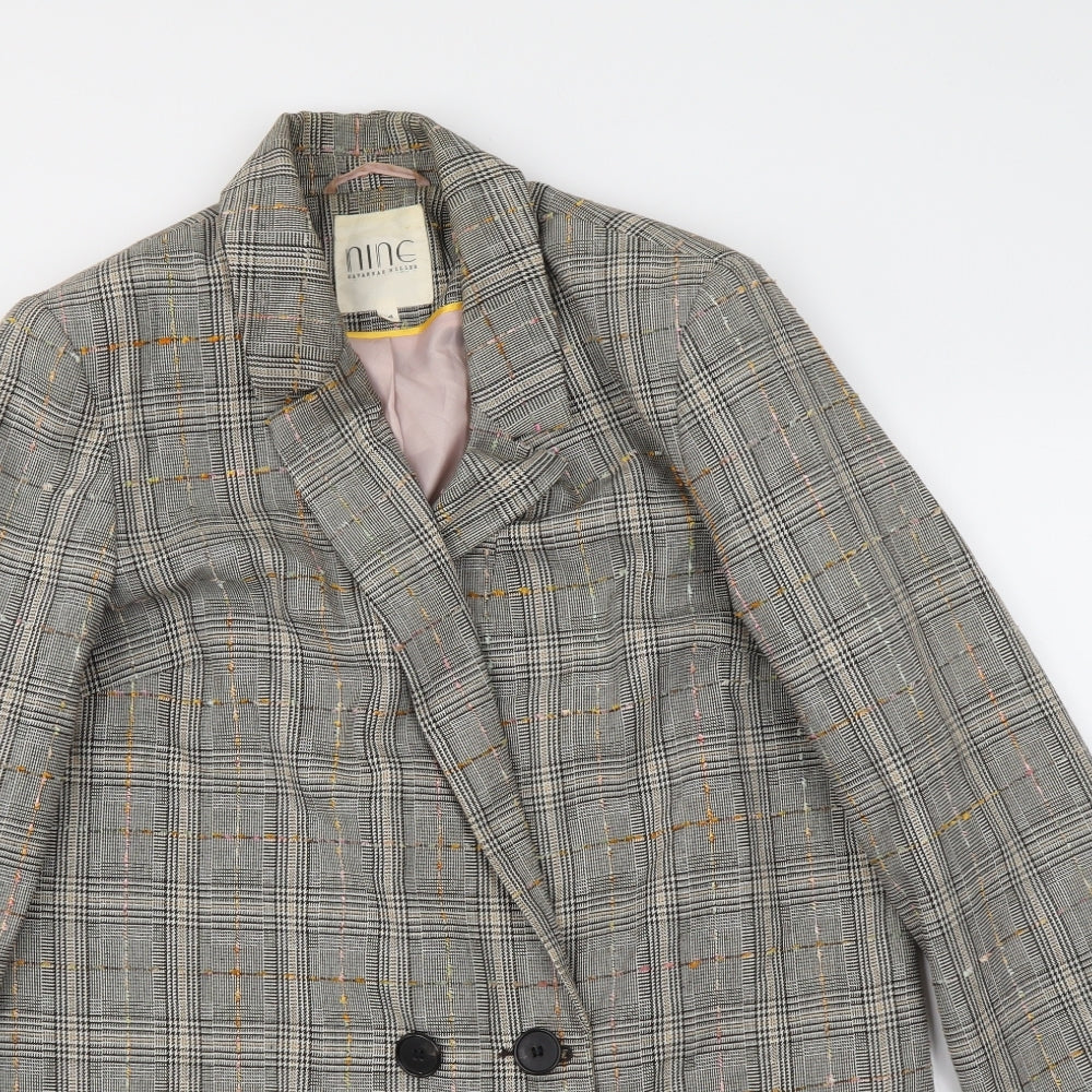 Savanah Miller Womens Grey Plaid Polyester Jacket Suit Jacket Size 14