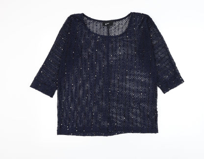 Next Womens Blue Round Neck Polyester Pullover Jumper Size 10