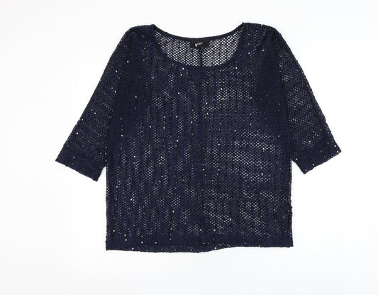NEXT Womens Blue Round Neck Polyester Pullover Jumper Size 10