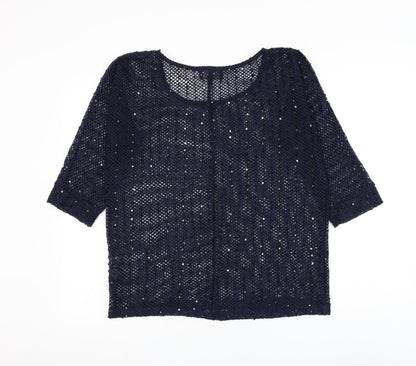 Next Womens Blue Round Neck Polyester Pullover Jumper Size 10