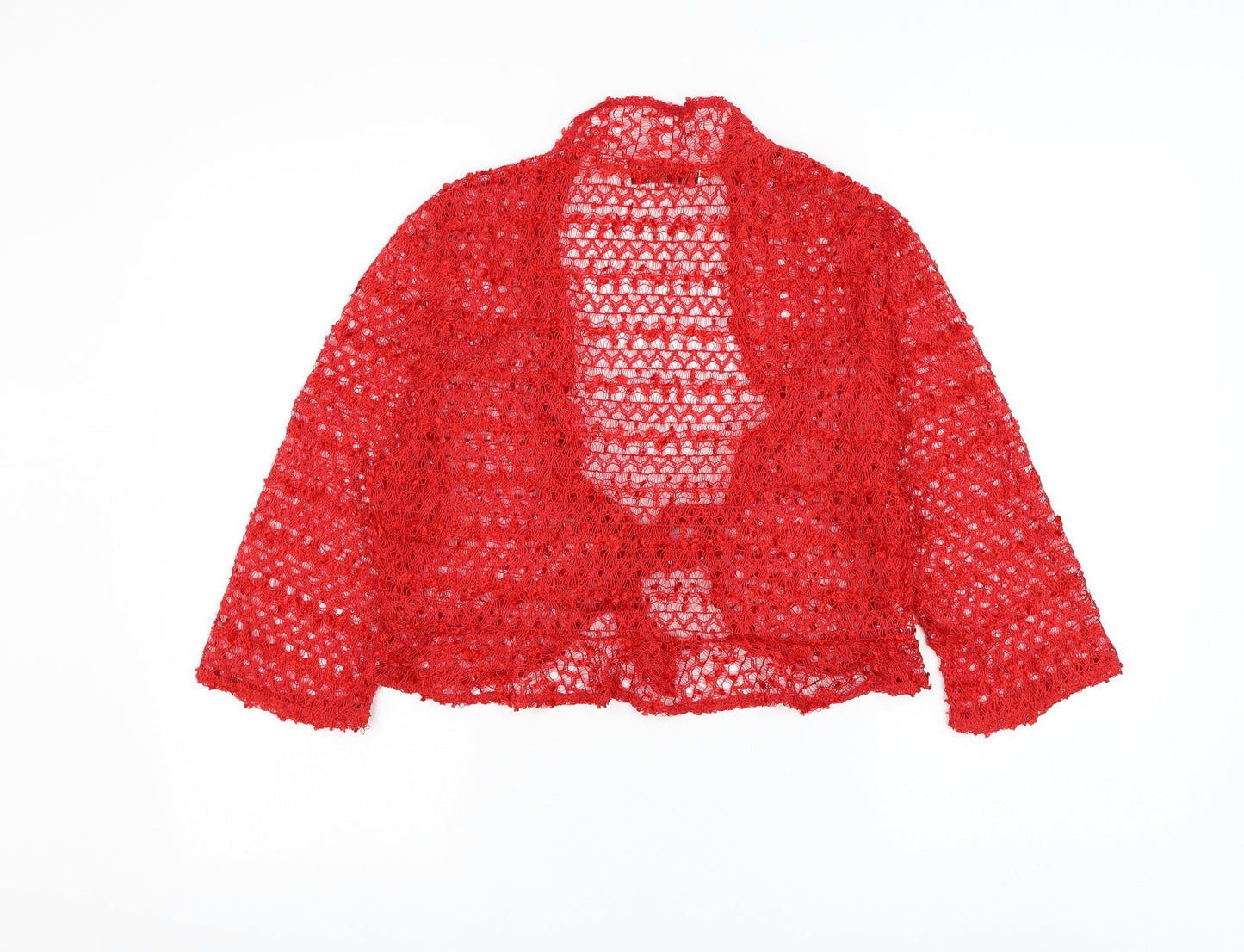 EWM Womens Red V-Neck Polyester Cardigan Jumper Size M