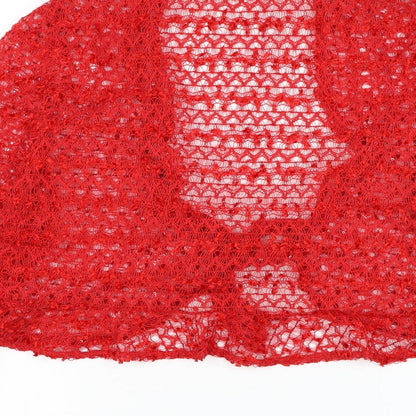 EWM Womens Red V-Neck Polyester Cardigan Jumper Size M