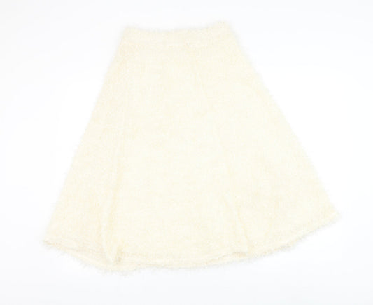 River Island Womens Ivory Polyester Skater Skirt Size 8