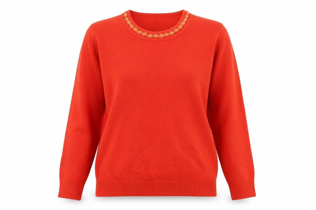 Preworn Womens Orange Round Neck Acrylic Pullover Jumper Size L