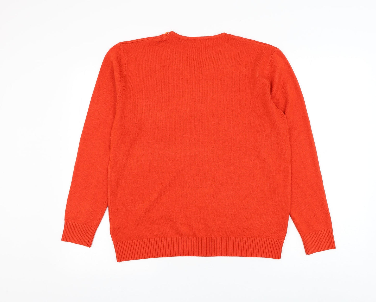 Preworn Womens Orange Round Neck Acrylic Pullover Jumper Size L