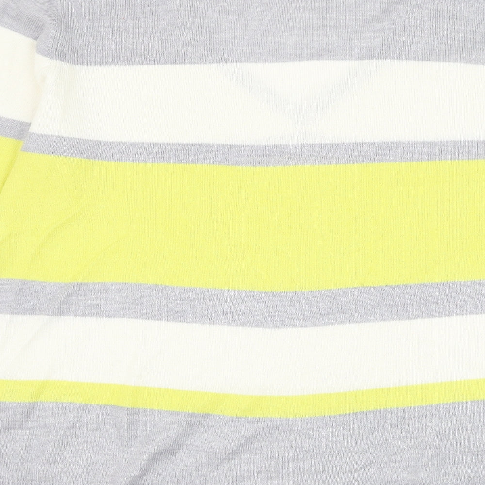 Marks and Spencer Womens Multicoloured V-Neck Striped Acrylic Pullover Jumper Size 14