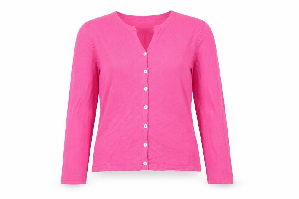 Karen Scott Womens Pink V-Neck Viscose Cardigan Jumper Size S