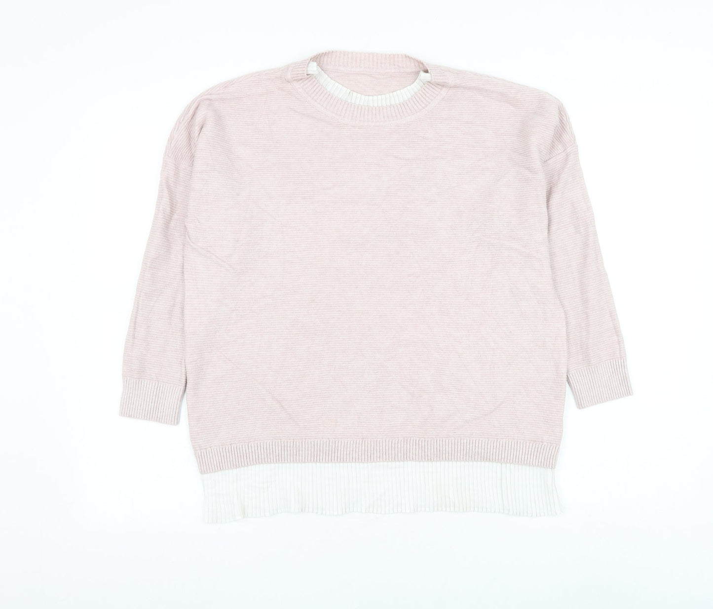 Preworn Womens Pink Round Neck Viscose Pullover Jumper Size L