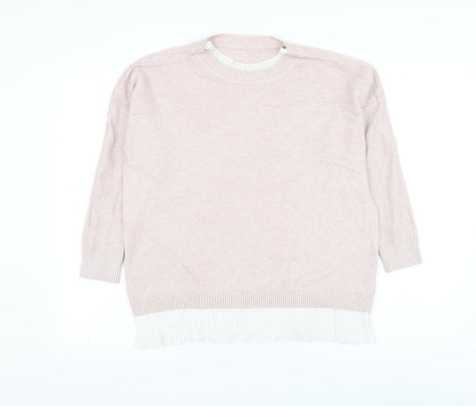 Preworn Womens Pink Round Neck Viscose Pullover Jumper Size L