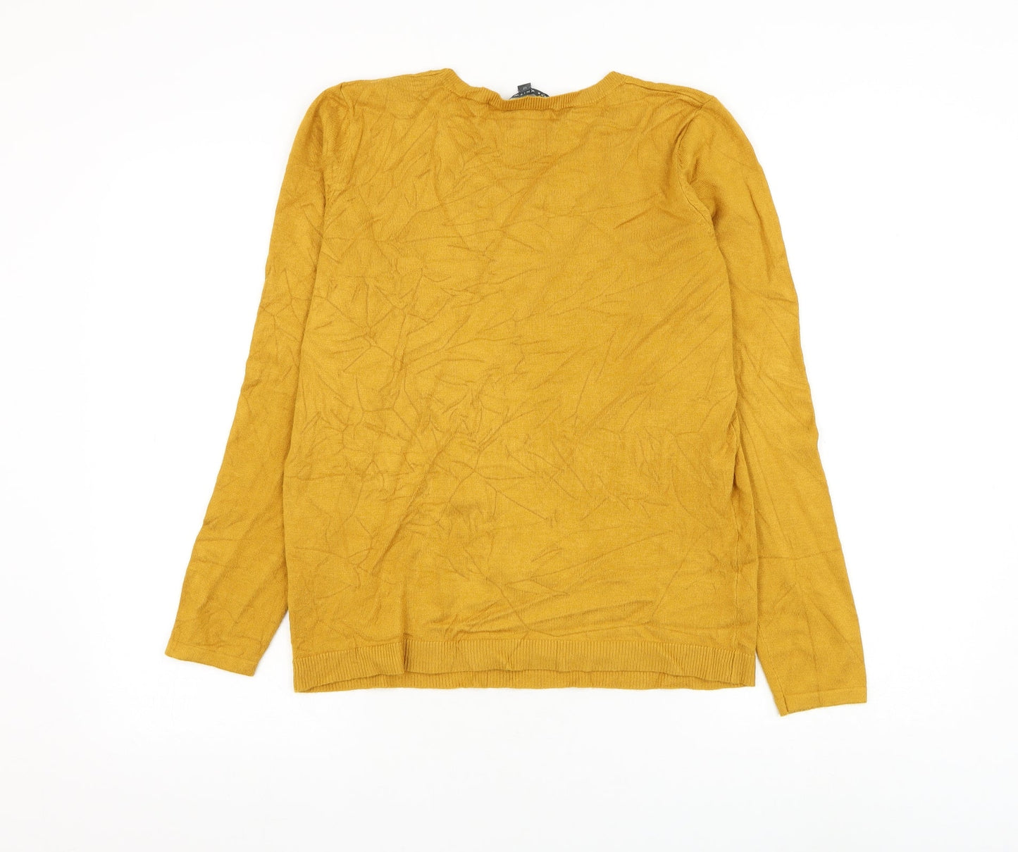 Bonmarché Womens Yellow Round Neck Floral Viscose Pullover Jumper Size 12