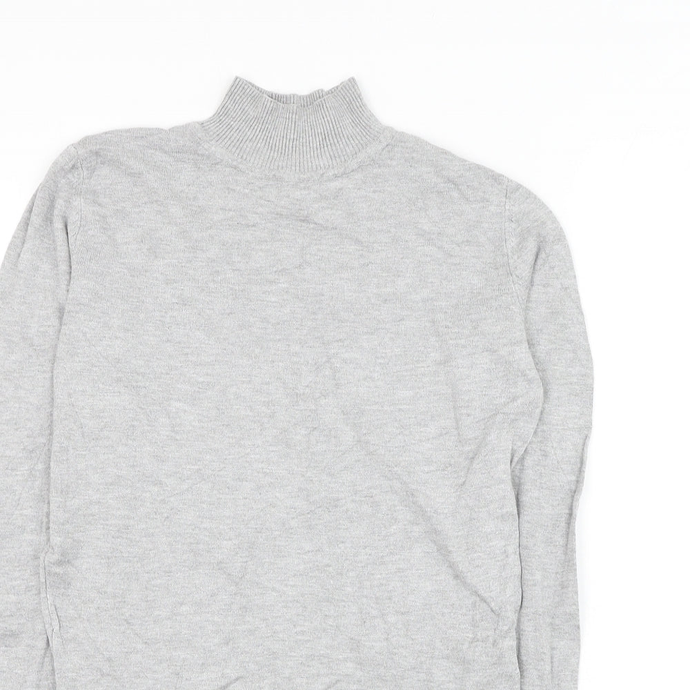 Topshop Womens Grey Mock Neck Viscose Pullover Jumper Size 12