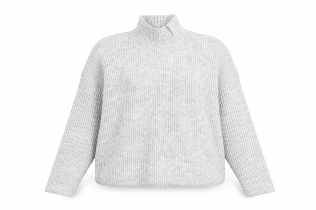 Primark Womens Grey Mock Neck Acrylic Pullover Jumper Size 10