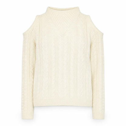Dorothy Perkins Womens Ivory Round Neck Acrylic Pullover Jumper Size 10 - Cold Shoulder