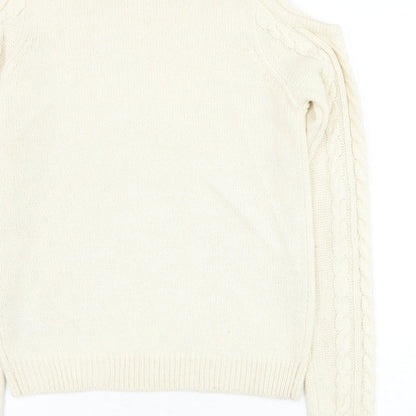 Preloved Dorothy Perkins Womens Ivory Round Neck Acrylic Pullover Jumper Size 10 - Cold Shoulder - Label