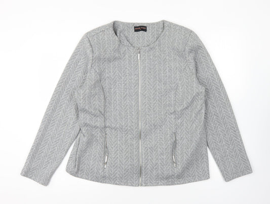 Anna Rose Womens Grey Geometric Jacket Size 16 Zip