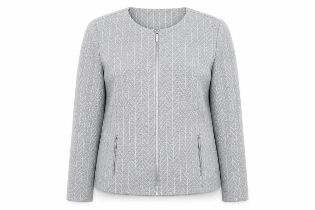Anna Rose Womens Grey Geometric Jacket Size 16 Zip