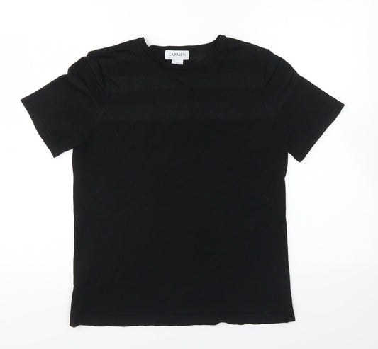 Carmen Womens Black Round Neck Rayon Pullover Jumper Size L