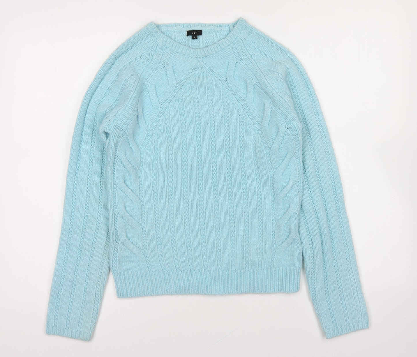 Izi Womens Blue Round Neck Acrylic Pullover Jumper Size S