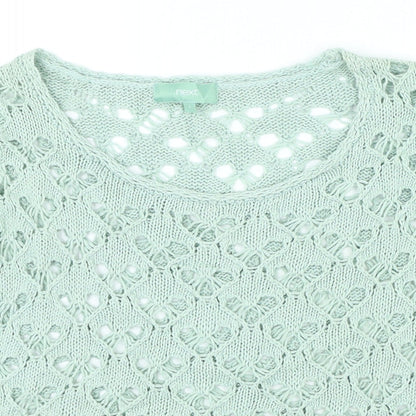 Next Womens Green Polyester Basic T-Shirt Size S Round Neck - Open Knit