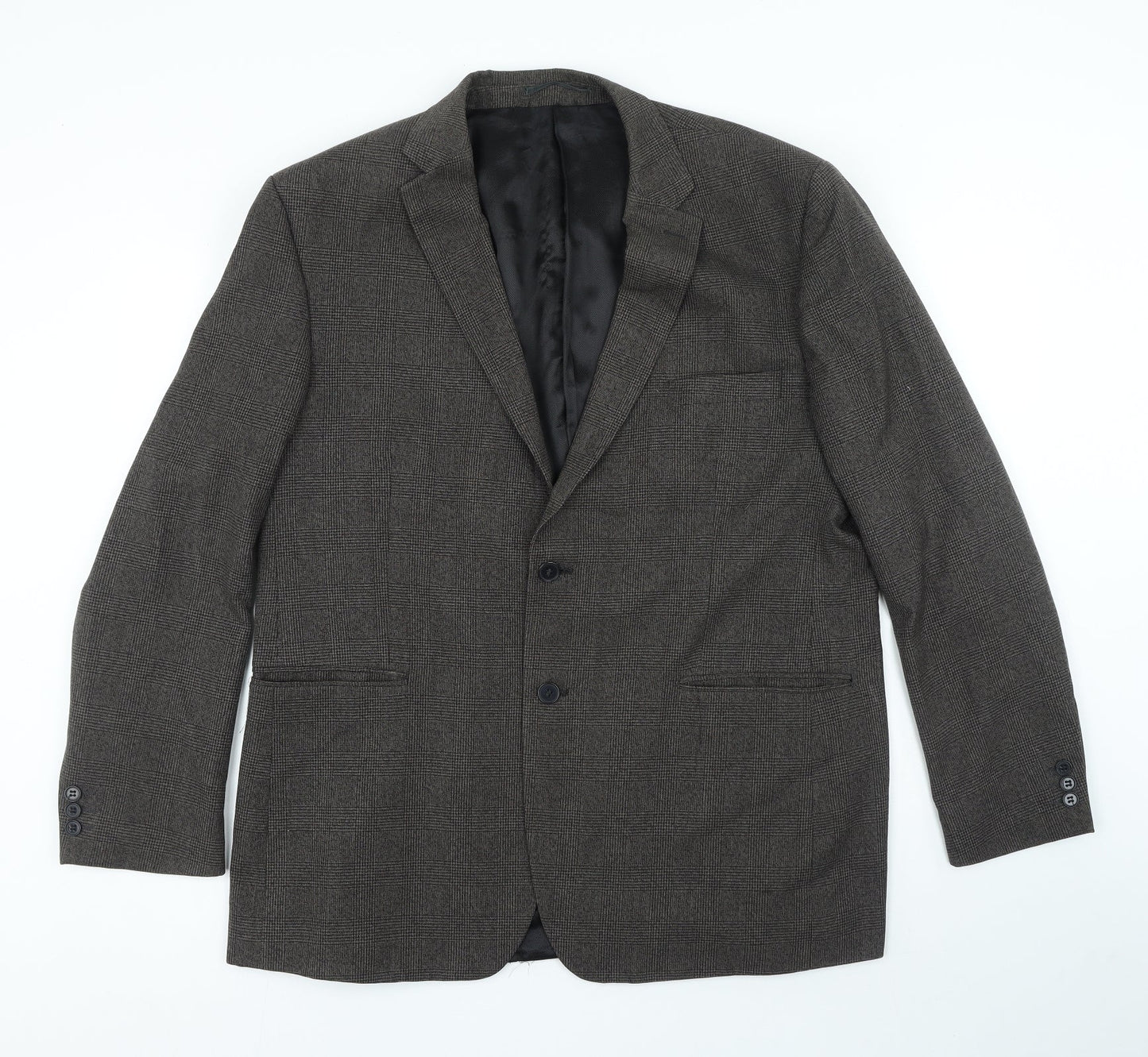 Karl Jackson Mens Brown Check Polyester Jacket Suit Jacket Size 46
