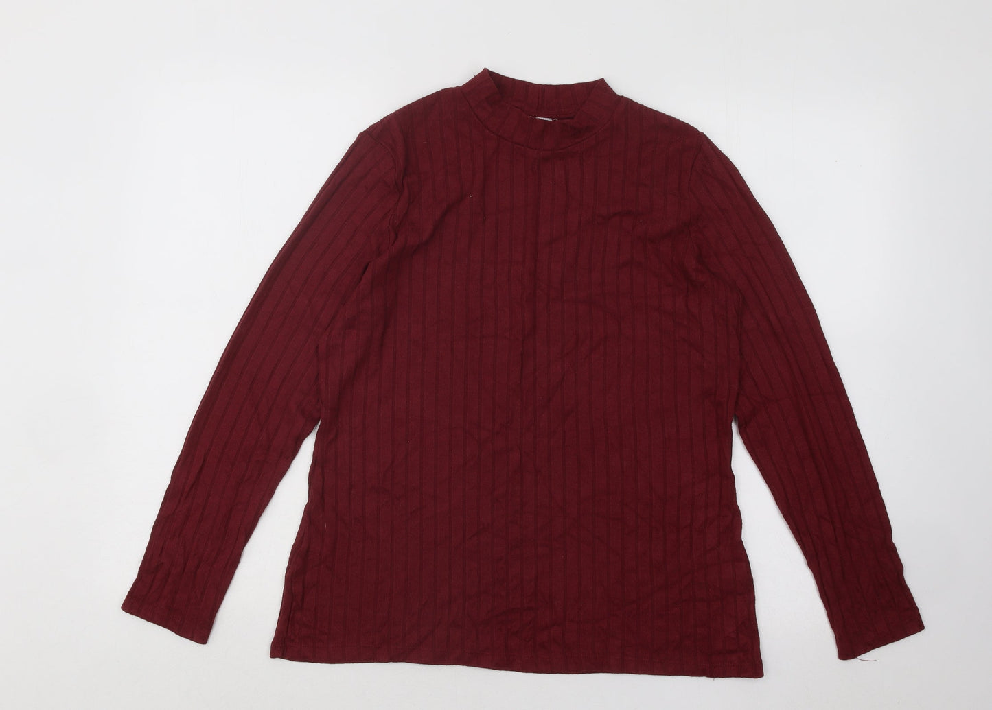 Papaya Womens Purple Mock Neck Striped Viscose Pullover Jumper Size 14