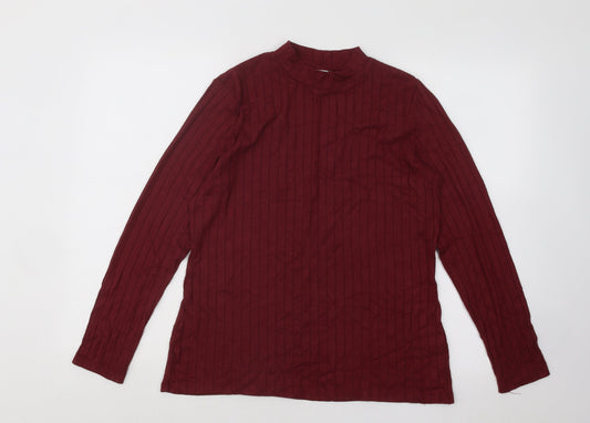 Papaya Womens Purple Mock Neck Striped Viscose Pullover Jumper Size 14