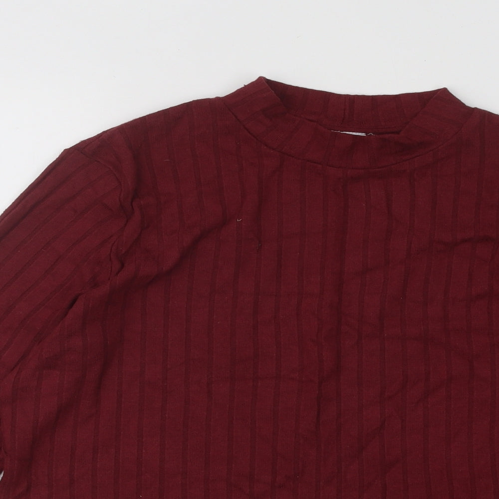 Papaya Womens Purple Mock Neck Striped Viscose Pullover Jumper Size 14