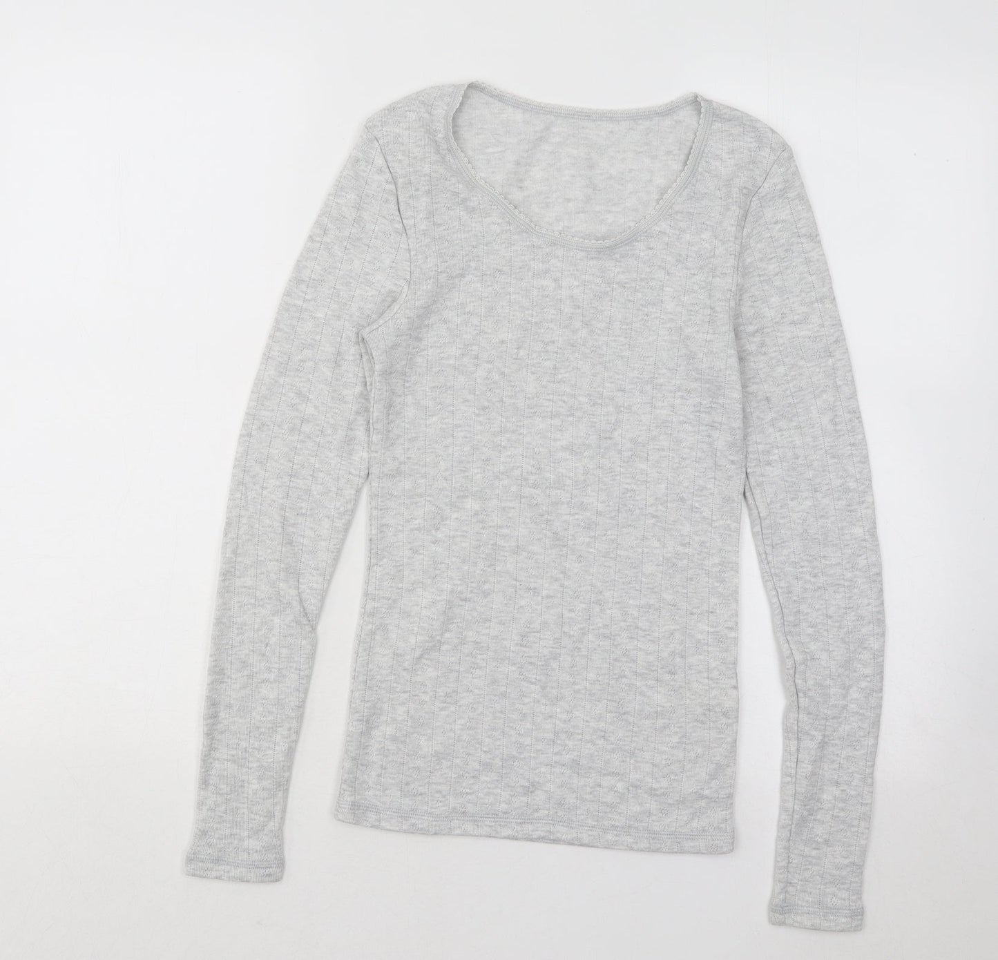 Marks and Spencer Womens Grey Scoop Neck Viscose Pullover Jumper Size 10