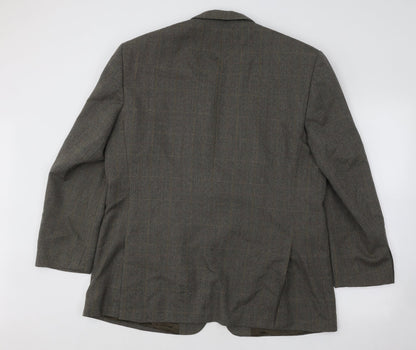 SCOTT Mens Brown Plaid Polyester Jacket Suit Jacket Size 44
