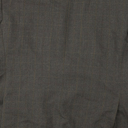 SCOTT Mens Brown Plaid Polyester Jacket Suit Jacket Size 44