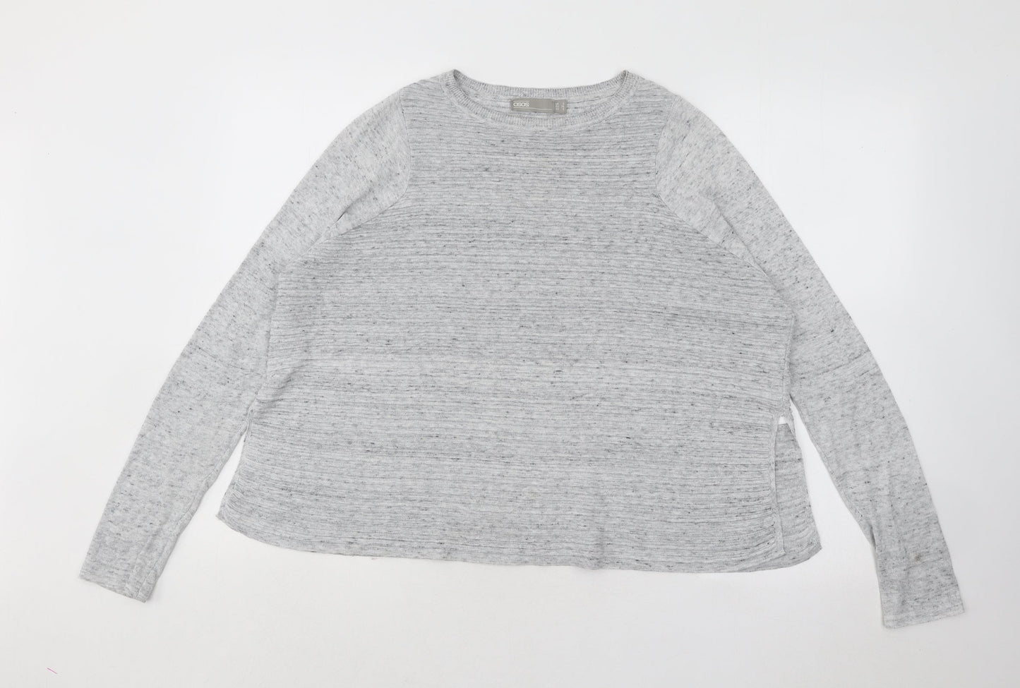 ASOS Womens Grey Round Neck Striped Polyester Pullover Jumper Size 8