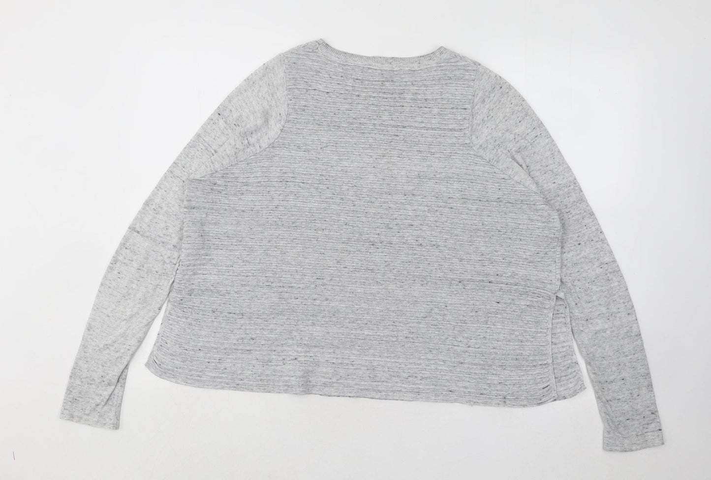 ASOS Womens Grey Round Neck Striped Polyester Pullover Jumper Size 8