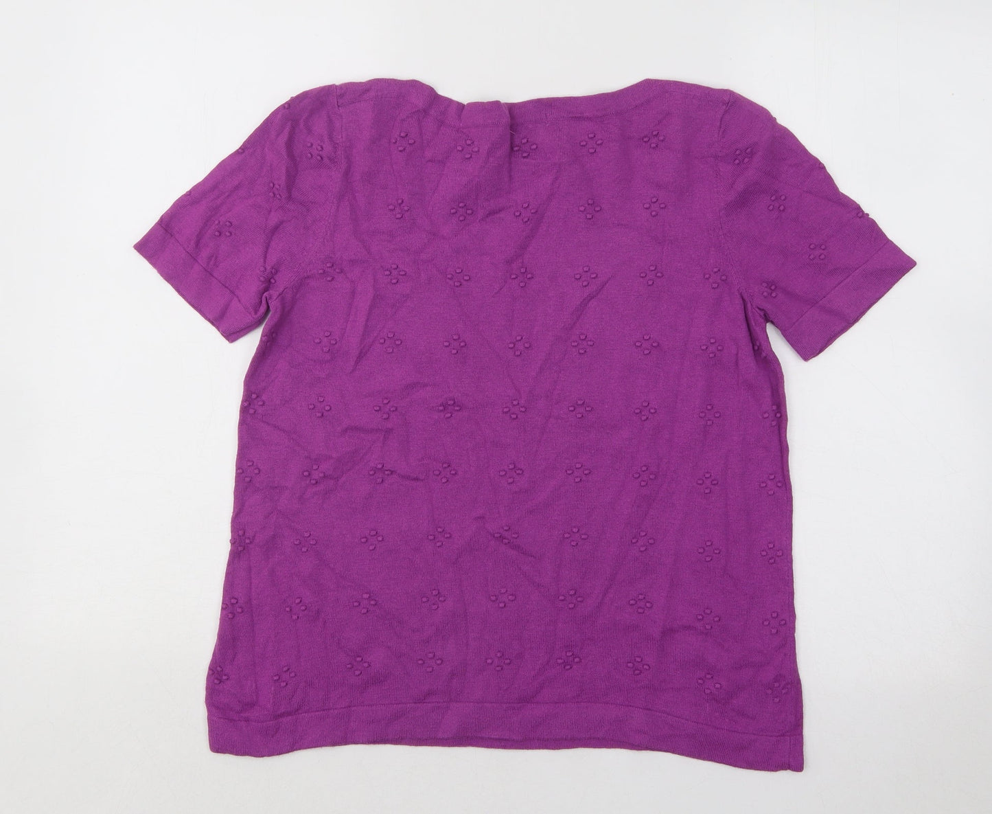 TU Womens Purple Round Neck Geometric Cotton Pullover Jumper Size 14