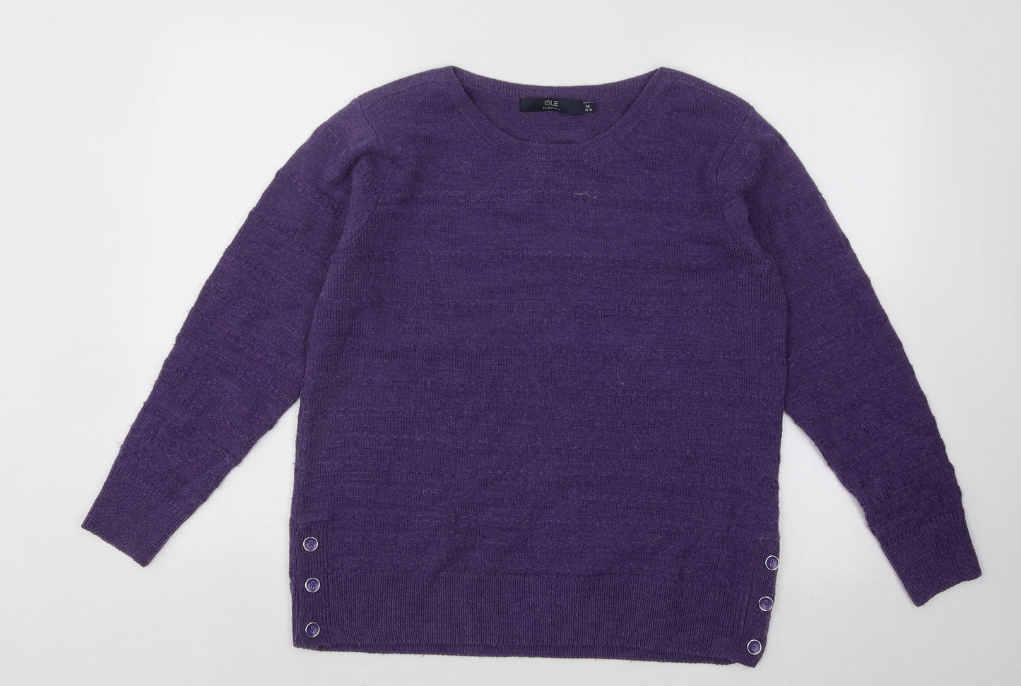 EWM Womens Purple Boat Neck Acrylic Pullover Jumper Size 14