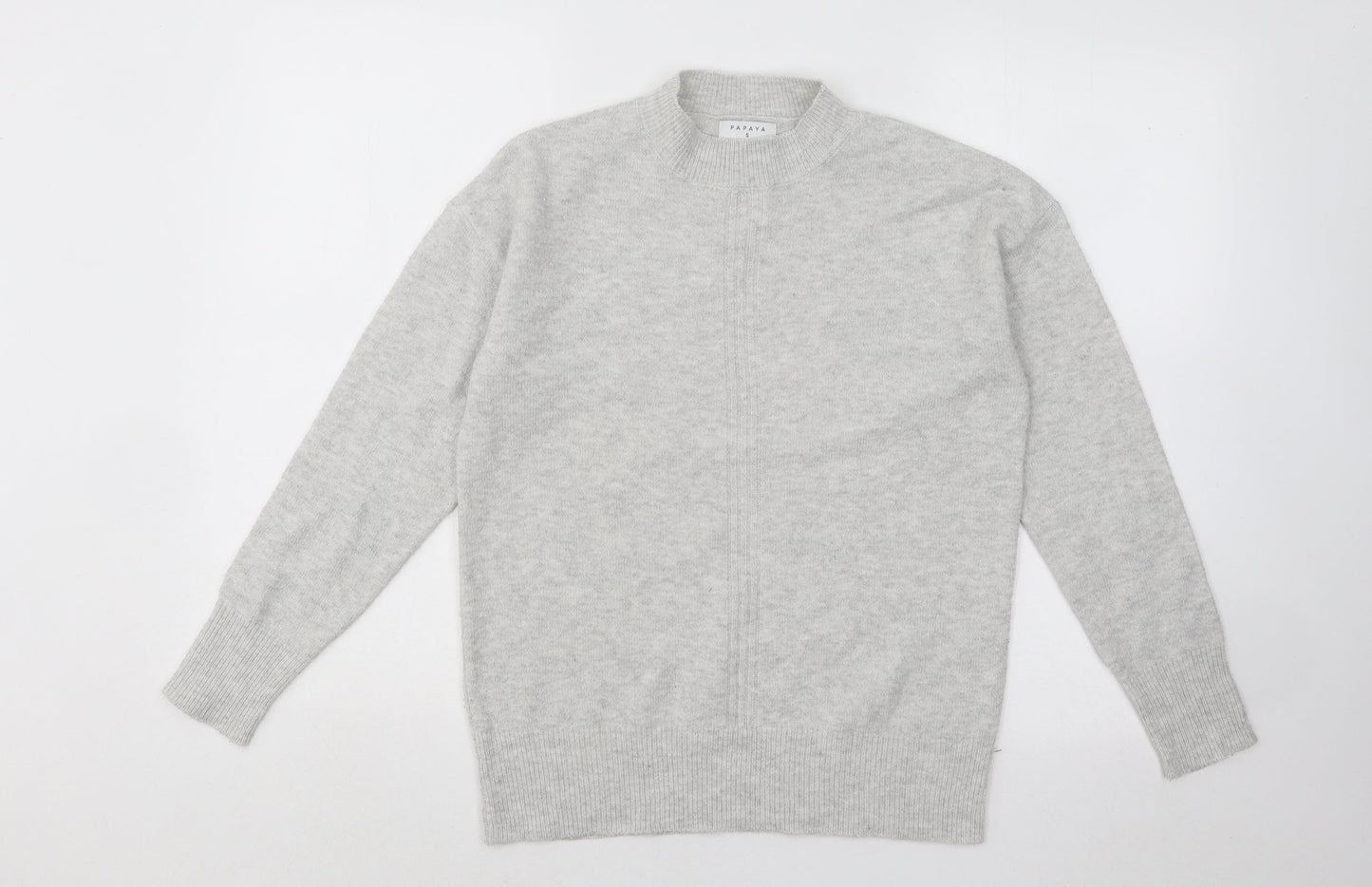 Papaya Womens Grey Mock Neck Polyester Pullover Jumper Size S