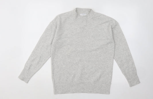 Papaya Womens Grey Mock Neck Polyester Pullover Jumper Size S