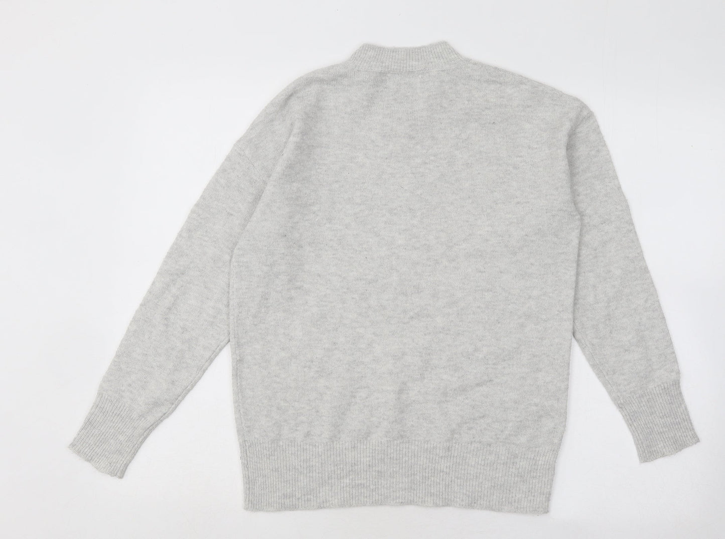 Papaya Womens Grey Mock Neck Polyester Pullover Jumper Size S