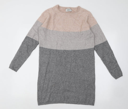 Only Womens Multicoloured Round Neck Acrylic Pullover Jumper Size S